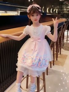 YESSICA ชุดเด็กหญิง4 6ปี ชุดเจ้าหญิงเด็ก การออกแบบที่สะดวกสบาย สาวฤดูร้อนใหม่ดาว Delu ฟองแขน Lolita กระโปรงเจ้าหญิง