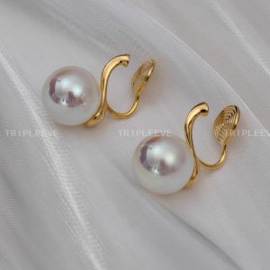 Tripleeve Akoya Pearl S925 Sterling Silver High Heel Shoe Ear Hook Earrings No Piercing Clip on Fashion Jewelry for Women
