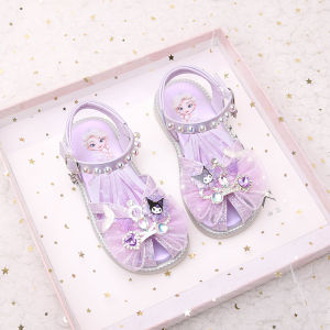 Princess Style Crystal Sandals for Girls Summer New Arrival Kids Slip-On Shoes Protective Toe Upgraded Rubber Sole