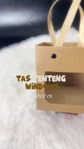 Paper Bag Tali Kraft Windows | Paper Bag Open Kotak Kantong Hadiah | Tas Kantong Kado Ulang Tahun Ukuran 12X12 Cm 10X10 Cm 15X15 Cm Tas Kado Berwarna Coklat Dan Putih - Lazada