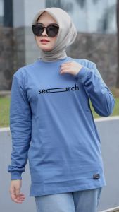 Kaos Lengan Panjang Wanita Bahan Adem Tebal Atasan Jumbo Dewasa Muslimah Hijab Style OOTD