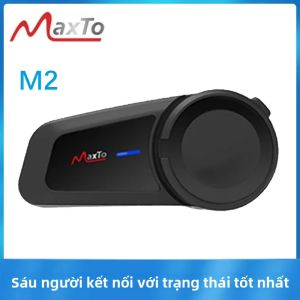 Tai Nghe Bluetooth Maxto M2 Cho Mũ Bảo Hiểm Xe Máy Liên Lạc Giữa 6 Người Lái Phạm Vi 1000M FM MP3 Chống Nước IP67 BT5.0 Chức Năng Ghép Nối Đa Năng