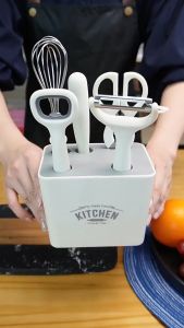 Dụng cụ nhà bếp 6 món Kéo Dụng cụ mở chai Máy đánh trứng Dao tròn Dụng cụ gọt vỏ Đế Làm từ nhựa thực phẩm PP Thép không rỉ