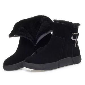 Thickened Northeast Snow Boots Womens Winter Warm Short Boots Fur Integrated Anti-slip Cotton Shoes Casual Style Waterproof Platform