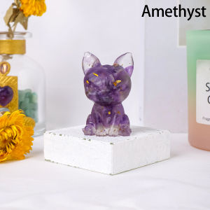 1PC Natural Crystal Gravel Stone Little Dog Statue Dropper resin Reiki Stone Figurine Amulet Fengshui Sculpture