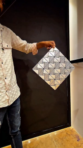 10 Design Anti Scratch Real Mirror Diamond Design Cermin Kaca Decor Aluminium Mosaic Tile