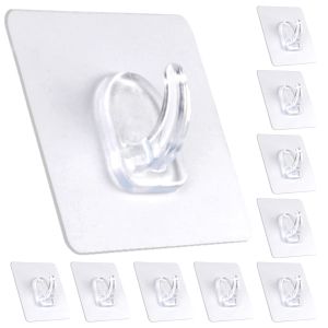 Adhesive Plastic Clear Utility Hooks Transparent Hook for The Drill-Free Wall Waterproof Key Wall Hooks