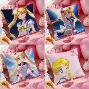 Bandai | Sailor Moon Sailor Jupiter Anime Plush Pillow Cover Soft Short Plush Cushion Cover For Sofa Bedroom Home Decor Gift Decoration