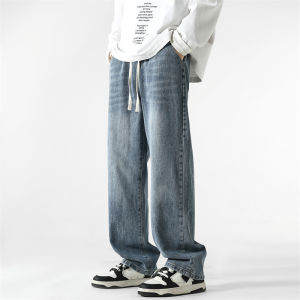 Retro Washed Mens Jeans High Street Style Slim Straight Leg Casual Trousers Spring Autumn Summer Trendy Youth Cotton Blend