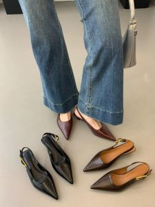 [Shoes Master] Design Niche Style Pointed Toe Flats Womens Spring and Summer New Arrival K-style Minimalist Flats Stiletto Heel Slingback Sandals