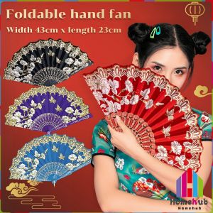 HB Wedding Dance Party Fashion Hand Fans For Chinese Style Flower Folding Hand Held Fan Lace