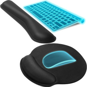 2 Piece Set Keyboard And Mouse Pad Wrist Rest Silky Gel Memory Foam Wrist Rest for Computer Keyboard Mouse Ergonomic Design