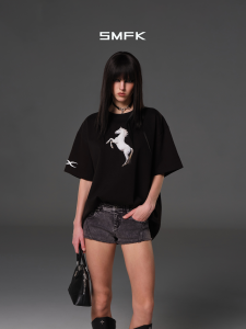 SMFK | Vintage Loose Double-Sided Round-Neck Printed T-Shirt