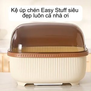 Giá úp chén dĩa có nắp đậy ráo nước hộp đựng bát đĩa bằng nhựa đa dụng nắp tròn gia đình Easy Stuff