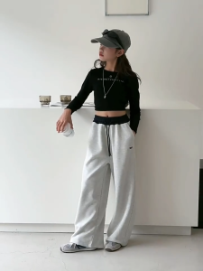 2026 Baggy Pants For Kids Girl Korean New Sweat Pants 7-15yrs Loose Pants Casual Pants ootd For Kids Girl