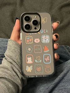 Cute Korean Style Girl Illustration Phone Case for Apple 15Promax Creative New Model 15Pro Womens High End Feel 14Pro Black Edge Anti-Fall Soft Protective Cover