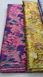 Vải Ren Dệt Hoa Jacquard Pháp Sang Trọng Chất Lượng Cao Mạ Vàng Dành Cho Nữ Dự Tiệc Váy Cưới Phong Cách Nigeria TY4518