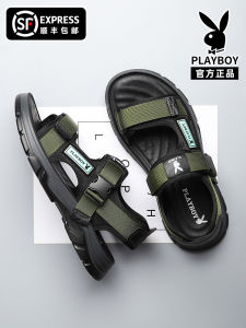 Playboy Mens Summer Breathable Sports Sandals Casual Beach Shoes Soft Bottom Trendy Outerwear Youth Fashion Flat Heel
