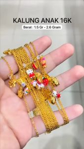 Kalung set anak emas asli kadar 70 16k boneka unicorn stoberi hello kitty V strawberry rantai variasi