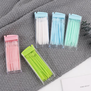 Digeo 50pcs Double-headed Dental Floss Interdental Toothpick Teeth Sticks Tooth Clean Oral Care Random Color