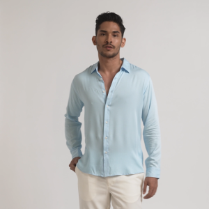 VENGOZ Kemeja Pria Slimfit - Viscose Soft Blue LS