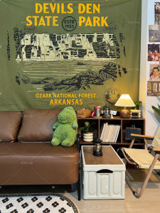 Genuine Vintage Camping Style Outdoor Background Atmosphere Sense Motorcycle Shop Decorative Wall Hanging Cloth Long Rectangle Nordic Theme