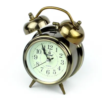 นาฬิกาปลุก ตั้งโต๊ะ สไตล์วินเทจ ปลุกเสียงดัง กระดิ่ง มี 4 สี TWIN BELL& ALARM CLOCK รุ่น Quartz-Clock