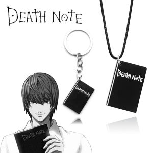Anime Death Note Keychain Double Sided Black Note Book Pendant Key Chain for Women Men Choker Jewelry Gift