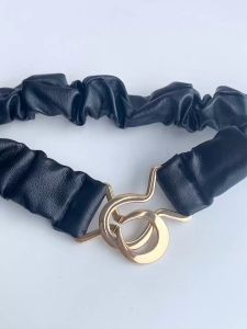 Fashion Elastic Belt For Women Waistband Elegant Dress Soft Leather Pleat Waist Belts