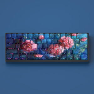 Wenshao Rose Sad Keycap Oil Painting Style Side Carved Transparent PBT for Mad60 Mad68 Atk68 Computer Peripheral Accessories