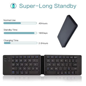 Portable Wireless Keyboard Rechargeable Full Size Ultra Slim Folding Keyboard Compatible 3 Systems
