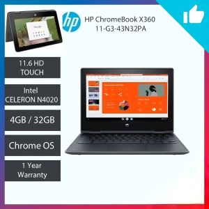 HP 11 G5 Intel Celeron N3060 4GB RAM + 16 GB SSD 11.6 Display Size ll Google Playstore Chromebook Laptops/Chrome OS