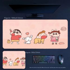 Potdemiel | Animation Crayon Shin-chan and His Friends Leather Non-slip Mouse Pad Girls Office Large Size High Value Tabletop Pad Table Mat