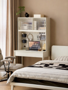 WEISHA | Solid Wood Study Computer Desk with Bookshelf