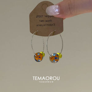 Colorful Tang Dynasty Style Beaded Hoops Earrings Womens Fashion Jewelry Sweet Unique Design Retro Ear Cuffs Cat Soft Brand