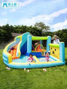 DOCTOR DOLPHIN | Spray Water Inflatable Bouncer Playground Slide with Safety Net