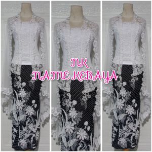 set keebaya manten kebaya kutubaru putih + rok payet