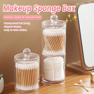 Digeo Cosmetic Cotton Storage Box Transparent Makeup Remover Cotton Box Cotton Swab Storage Box with Lid