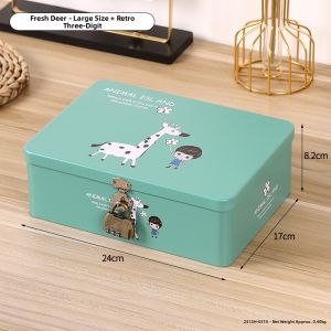 Password-protected Iron Box Storage Box File Box Document Storage Case Cute Money-saving Box for Home Dormitory Student Use