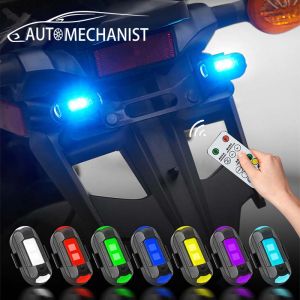 LED รถจักรยานยนต์ Strobe Light รถไฟเตือนป้องกันการชนกันพร้อมรีโมทคอนโทรล RGB ไฟเลี้ยว