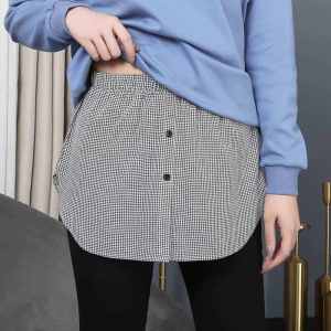 Womens Autumn Winter Short Skirt Hoodie Inner Wear Base Layer Fake Edge Half Body Curtain Design Cotton Blend A-Line Skirt