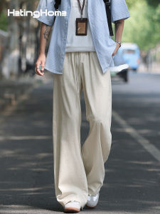 HetingHOME | Hetinghome Summer Trendy Couple Cool Feeling Casual Pants Loose Mens Genderless Long Trousers Straight Leg Pocket Detail