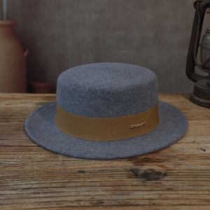 French Flat Top Fall and Winter Wool Top Hat White British Style Mens and Womens Same Black Camel Easiest for Match Face-Showing Small Hat