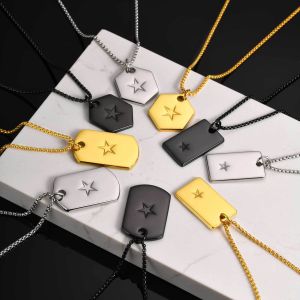 Kemstone thép không gỉ ngôi sao năm cánh hình học Dog Tag Hip hop vòng cổ hợp thời trang mặt dây chuyền cho nam giới