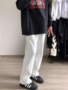 กางเกงวอร์มลำลองสไตล์อเมริกันย้อนยุคสำหรับผู้ชาย ทรงหลวม กางเกงขายาวทรงสลิมฟิต กางเกงขายาวทรงหลวม สไตล์สตรีท ฤดูใบไม้ผลิและฤดูใบไม้ร่วง