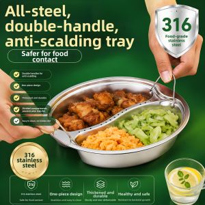 Food-Grade 316 Stainless Steel Dual Compartment Steamer Plate