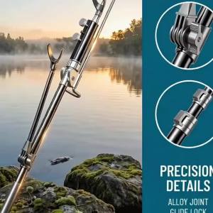 2.1M Stainless Steel Thickened Telescopic Fishing Rod Bracket Fishing Rod Dual Purpose Bracket Outdoor Fishing Rod Holder