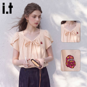 FINGERCROXX | French Style V-Neck Ruffled Short Sleeve Womens Shirt