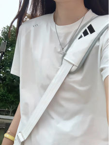 White Ice Silk Quick Dry T-Shirt Women Summer Cool Sensation Shoulder Short Sleeve Moisture Wicking Breathable Outdoor Sports Cycling Wear