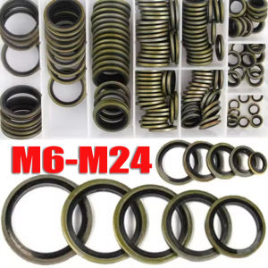 150PCS Car Oil Drain Plug Gasket Combined Washer Fastener Metal Rubber Bonded Sealing Ring Assortment Kit for M6 M8 M10 M12 M14 M16 M18 M20 M22 M24